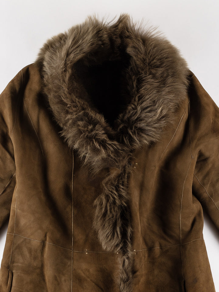 Vintage 70's Women Sheepskin Coat in GreenMN629