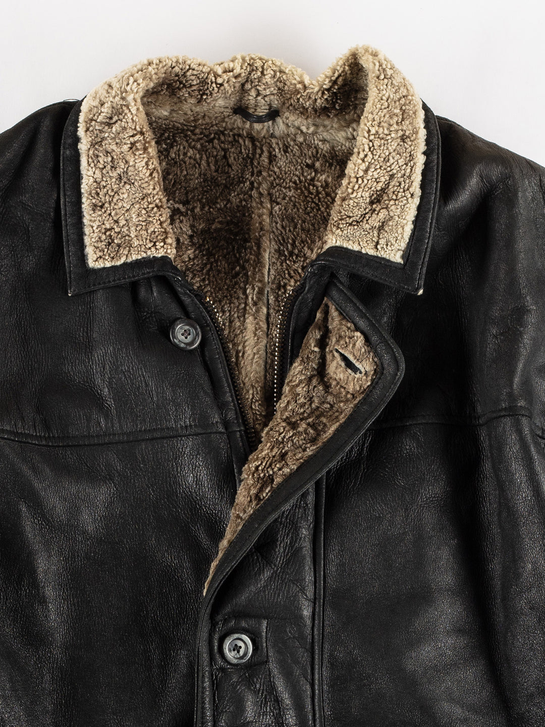 Vintage 80's Men Sheepskin Coat in BlackVN449