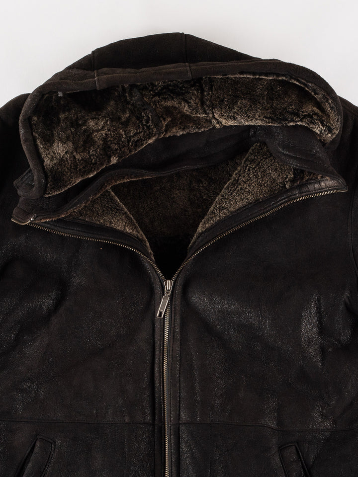 Vintage 80's Men Sheepskin Jacket in BlackVN613