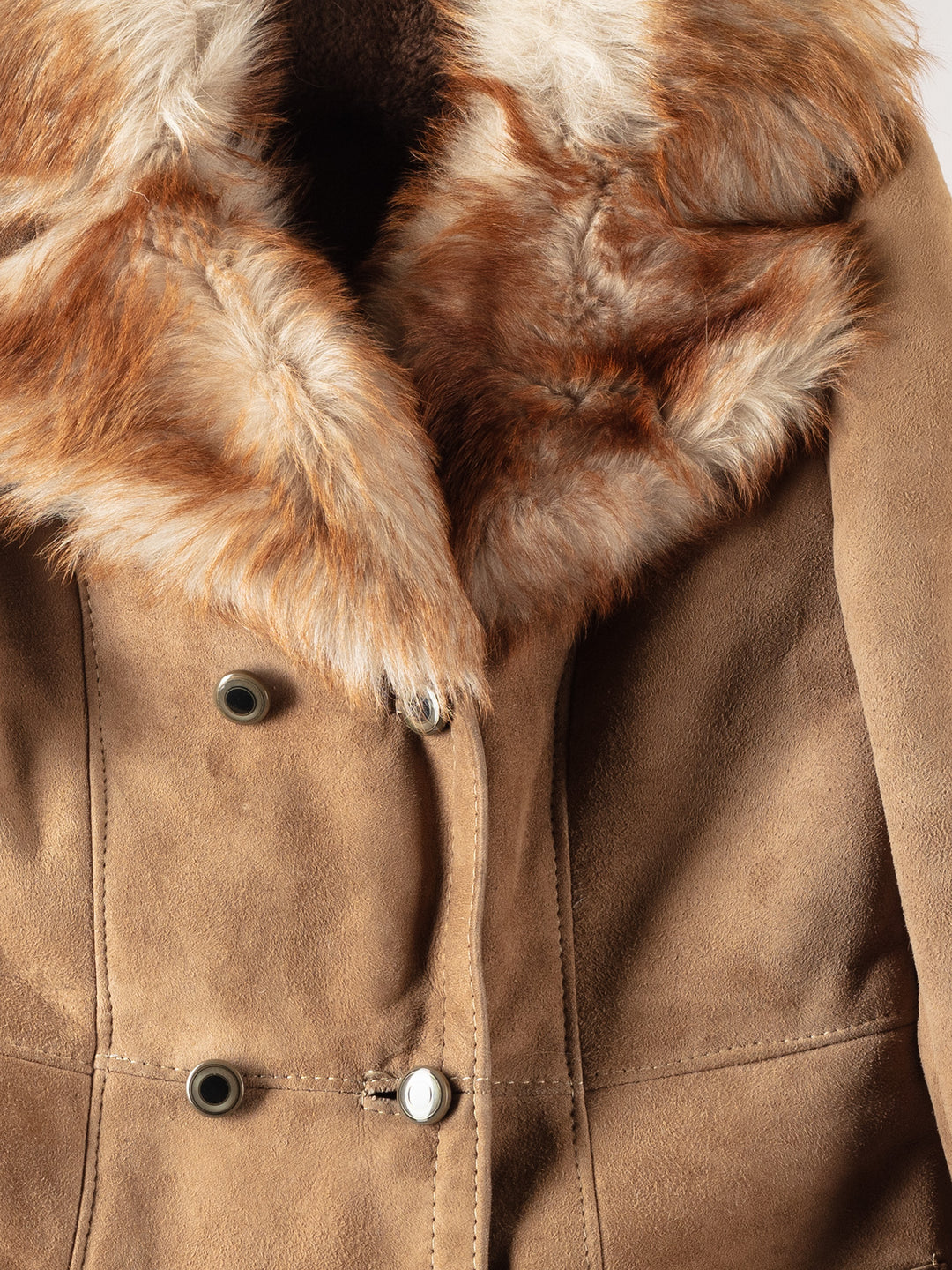 Vintage 70's Women Sheepskin Shearling Coat in Beige