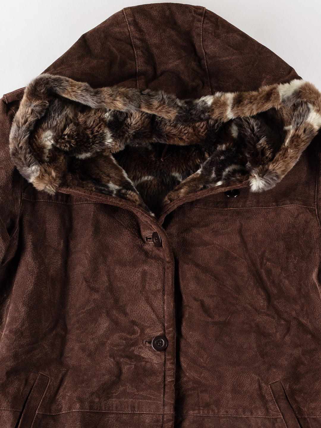 Vintage 90's Women Faux Sheepskin Coat in BrownMN590