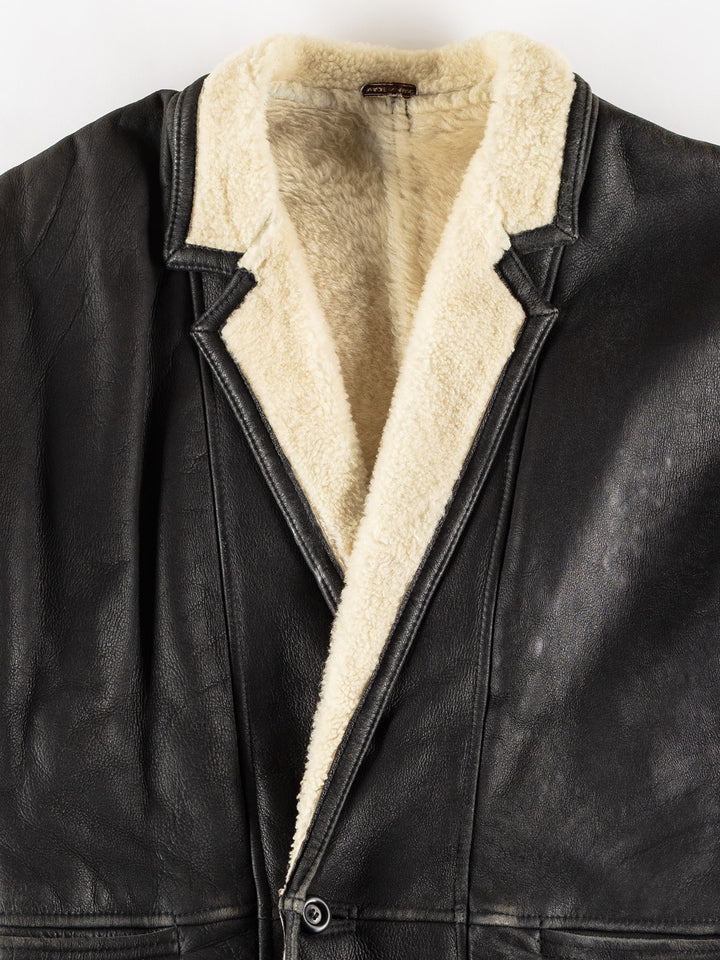 Vintage 80's Men Sheepskin Coat in BlackVN764