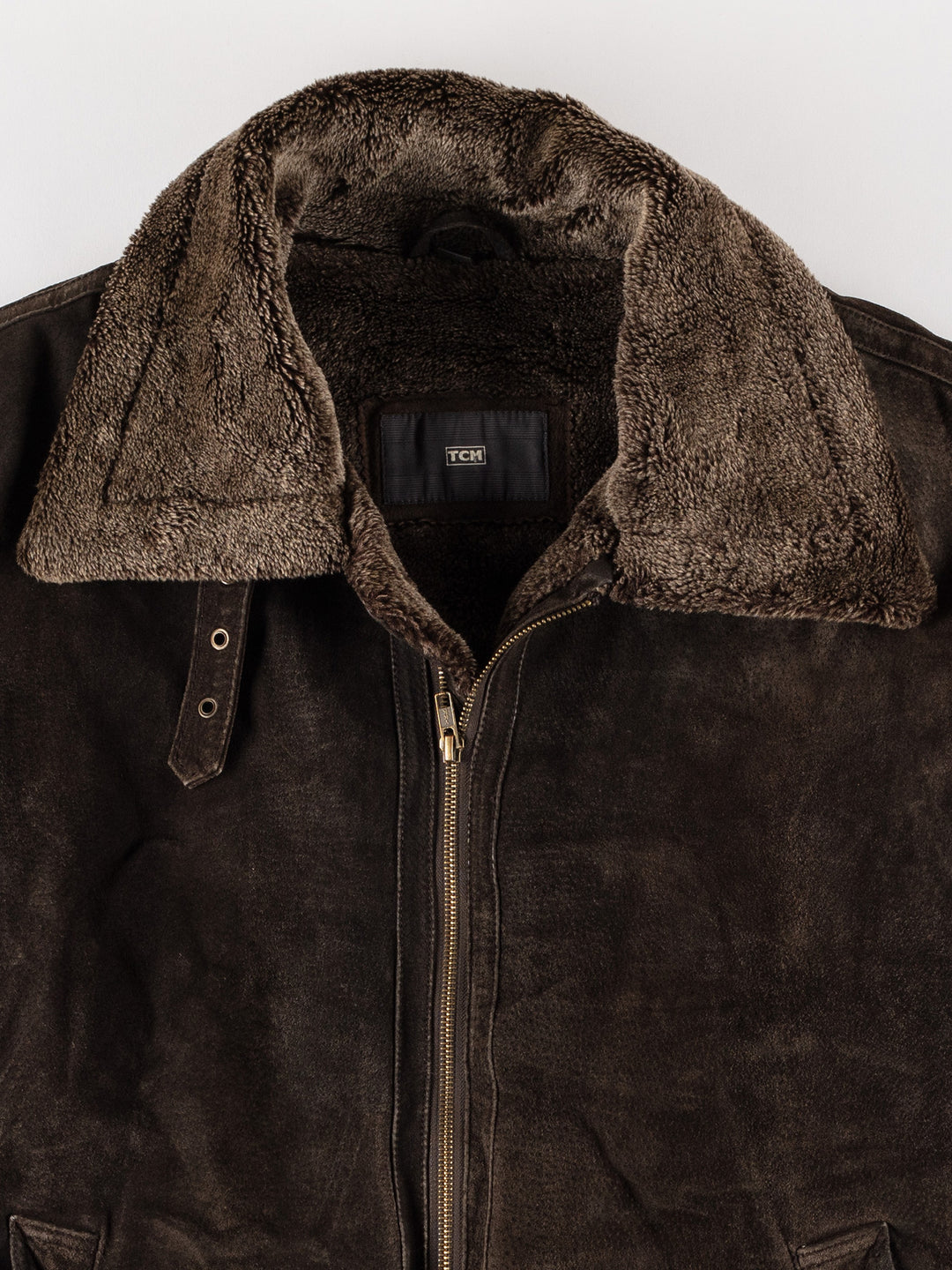 Vintage 80's Men Faux Sheepskin Coat in BrownVN565