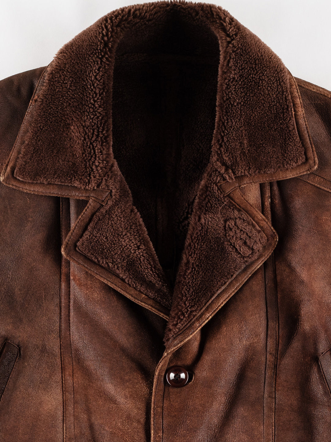 Vintage 80's Men Faux Sheepskin Coat in BrownVN780