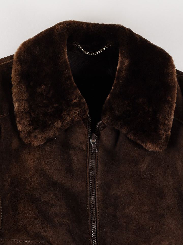 Vintage 70's Men Sheepskin Jacket in BrownVN682
