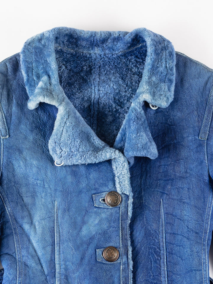 Vintage 70's Women Sheepskin Jacket in BlueMN285