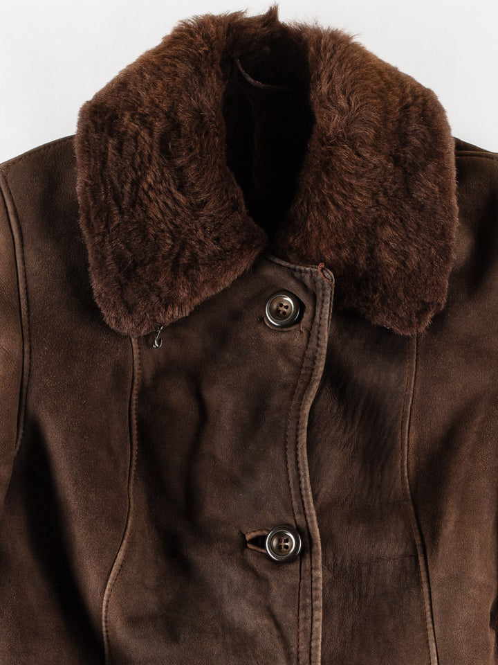 Vintage 70's Women Sheepskin Coat in BrownMN815