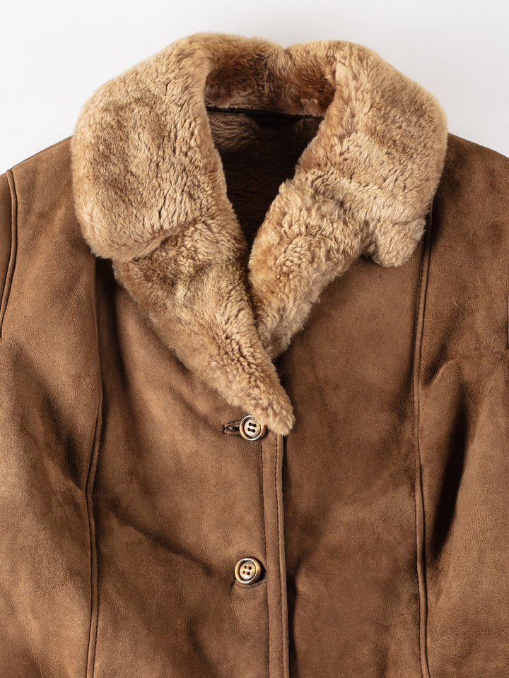 Vintage 80's Women Sheepskin Coat in BrownMN360