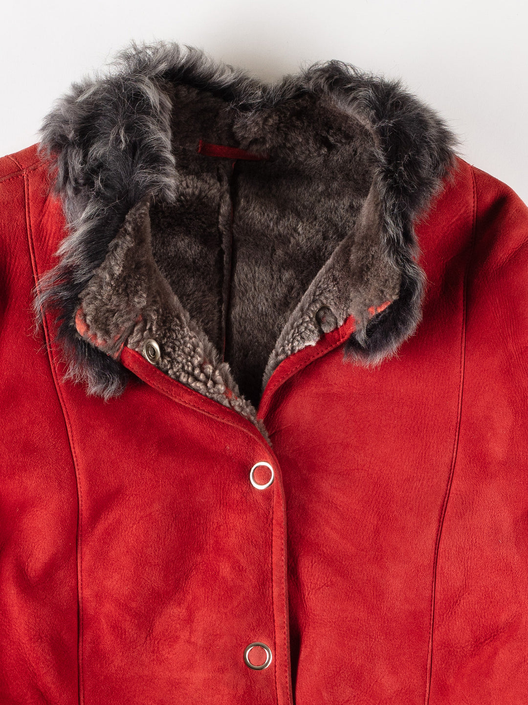 Vintage 70's Women Sheepskin Coat in RedMN563