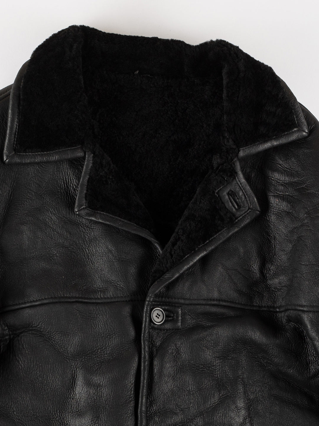Vintage 80's Men Sheepskin Coat in BlackVN569