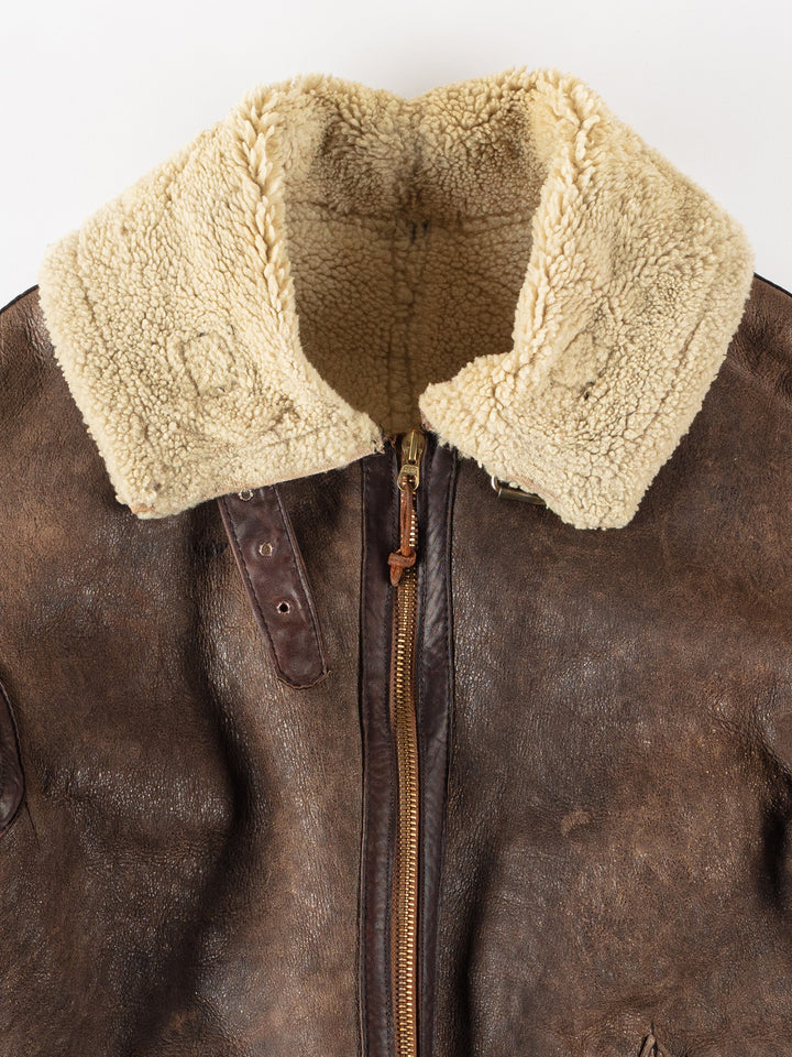 Vintage 80's Men Sheepskin Jacket in BrownVN268