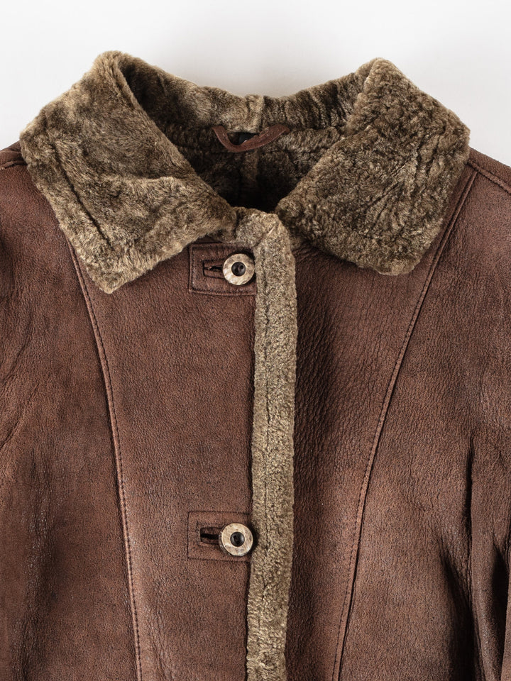 Vintage 80's Women Sheepskin Coat in BrownMN371