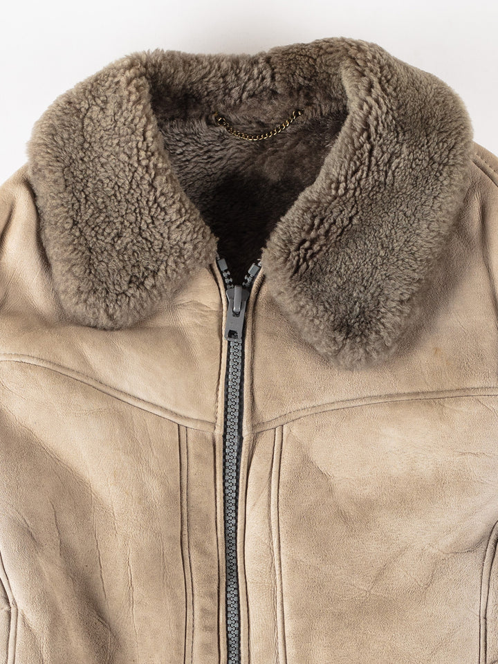 Vintage 80's Women Sheepskin Coat in BeigeMN370