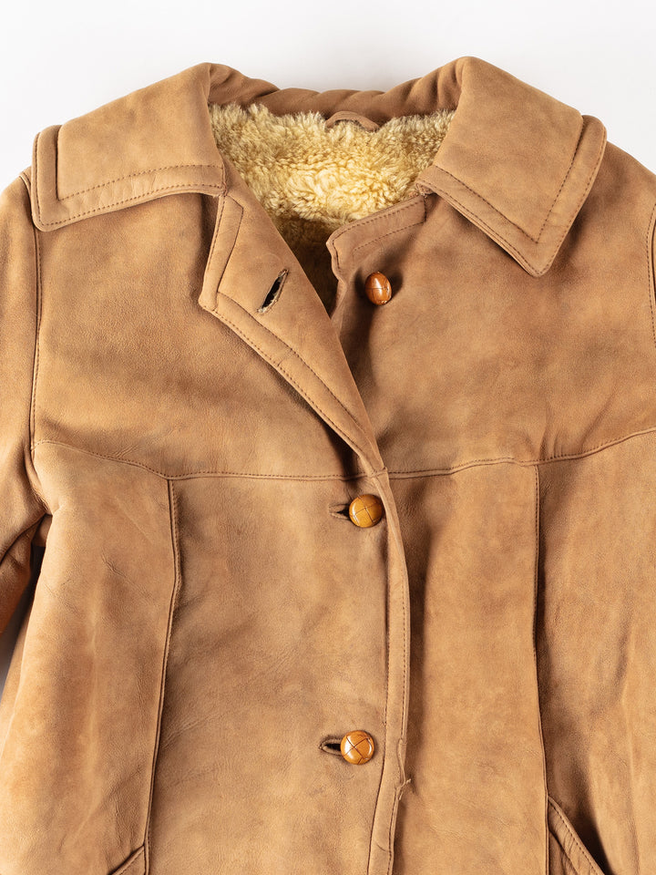 Vintage 80's Women Sheepskin Coat in BrownMN304
