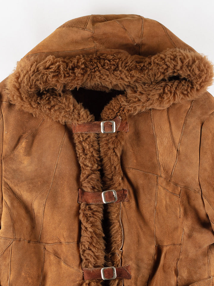 Vintage 70's Women Sheepskin Coat in BrownMN773