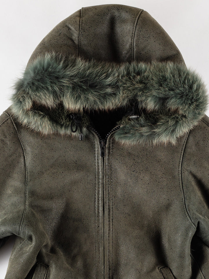 Vintage 70's Women Sheepskin Coat in GreenMN727