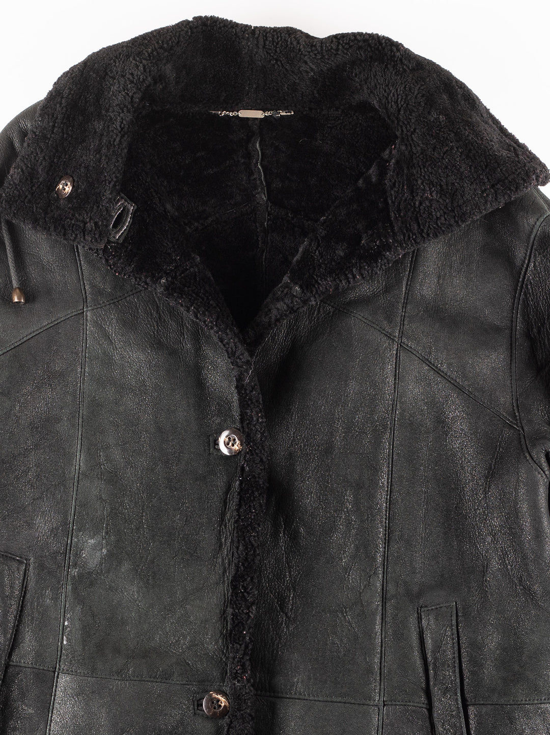 Vintage 90's Women Sheepskin Coat in Black