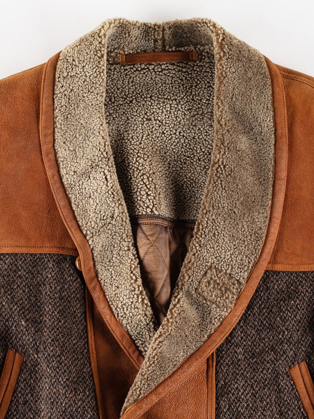 Vintage 80's Men Sheepskin/Wool Coat in BrownVN751
