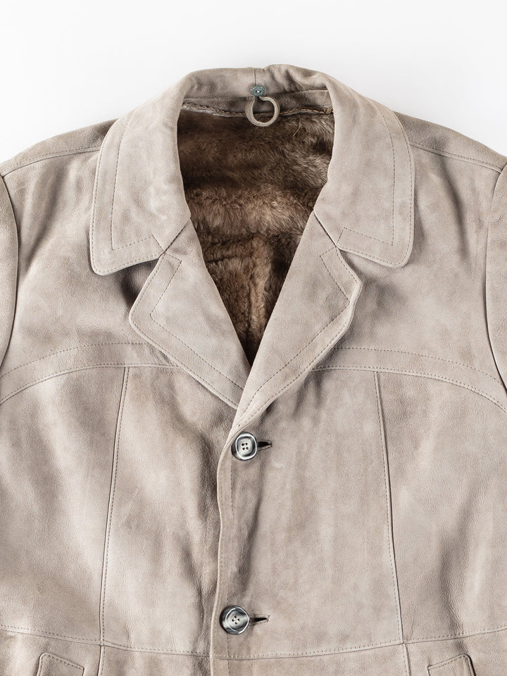 Vintage 80's Men Sheepskin Coat in GrayVN319