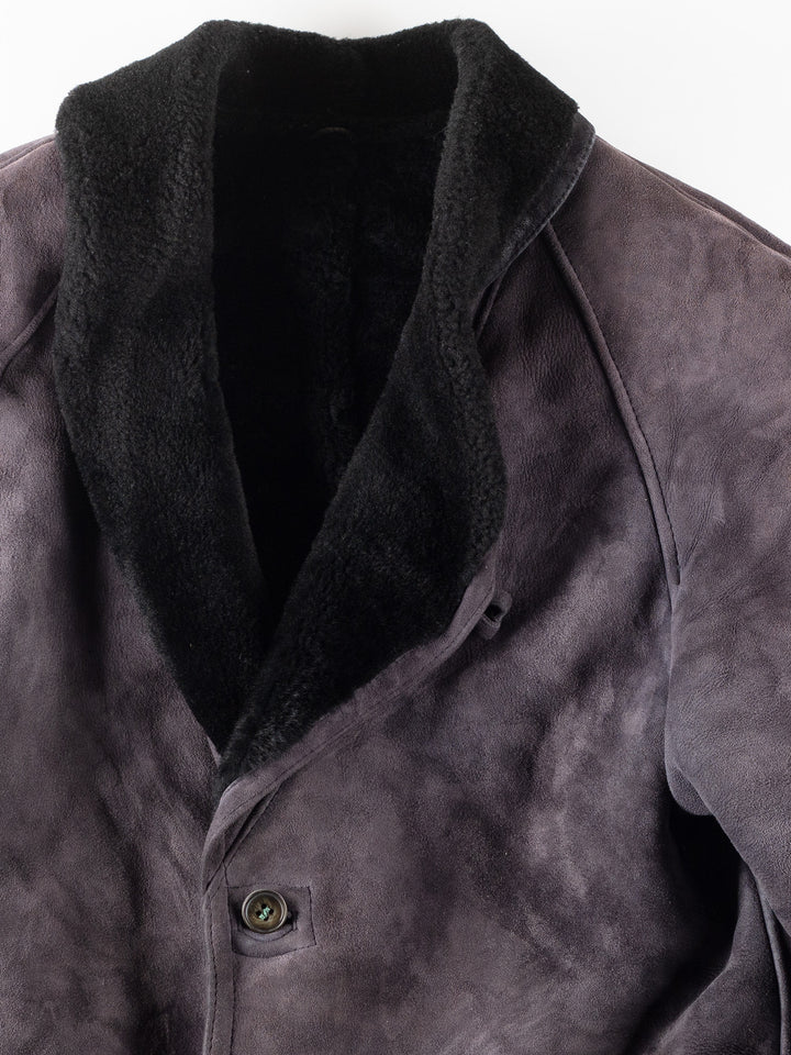 Vintage 80's Men Sheepskin Coat in Purple