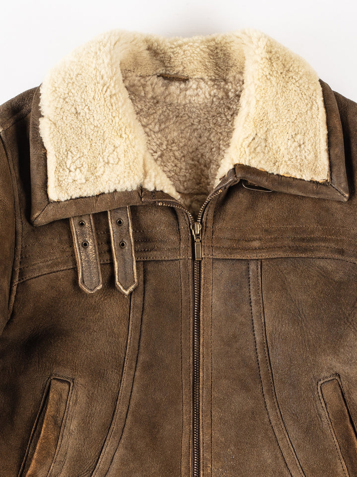 Vintage 90's Women Sheepskin Jacket in BrownMN298