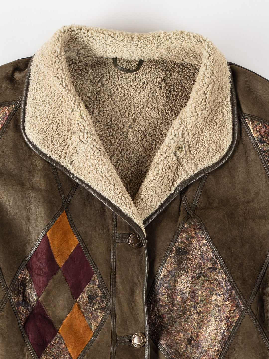 Vintage 80's Women Sheepskin Coat in GreenMN576
