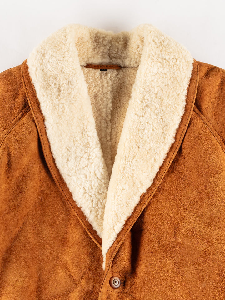 Vintage 80's Men Sheepskin Coat in BrownVN472
