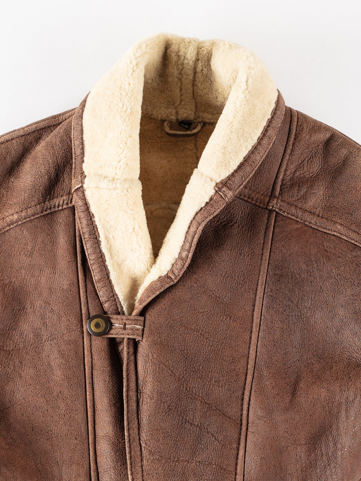 Vintage 80's Men Sheepskin Coat in BrownVN322