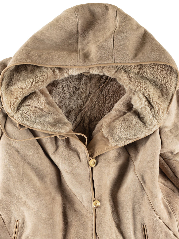 Vintage 80's Women Sheepskin Coat in BeigeMN485