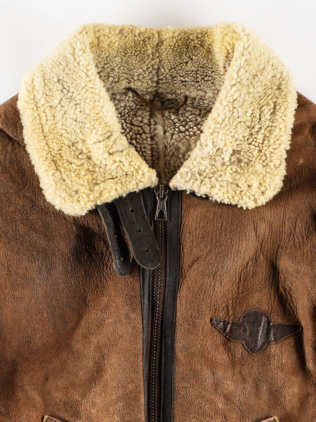 Vintage 80's Men Sheepskin Jacket in BrownVN782