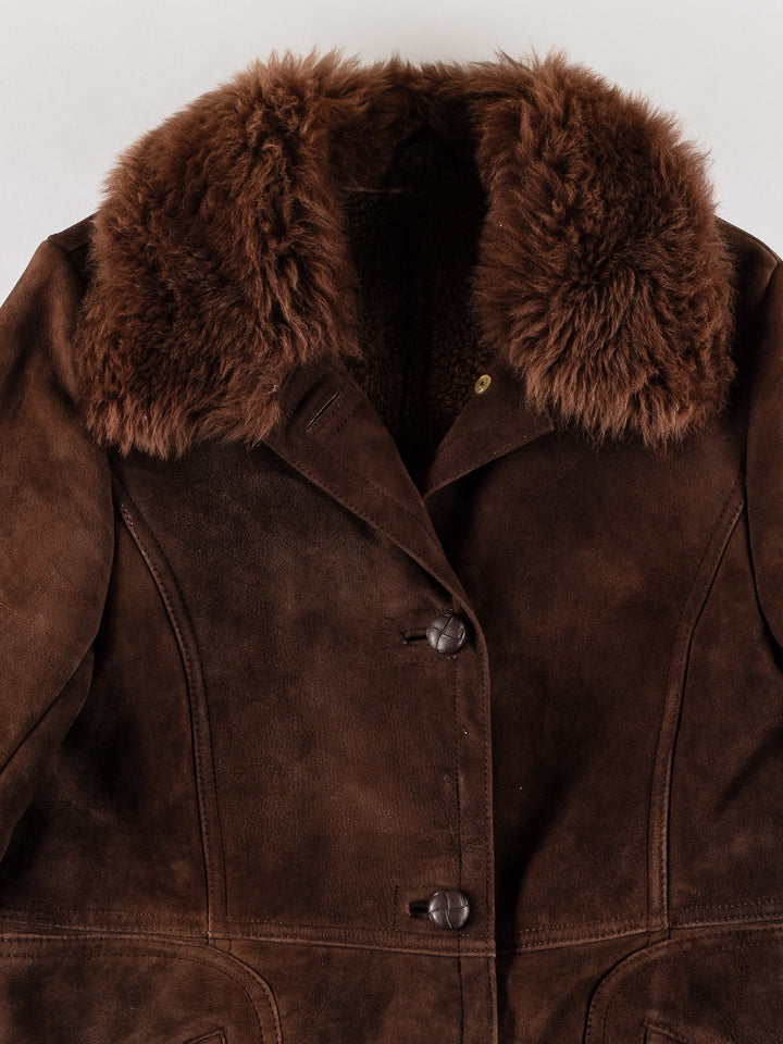 Vintage 70's Women Sheepskin Coat in BrownMN672