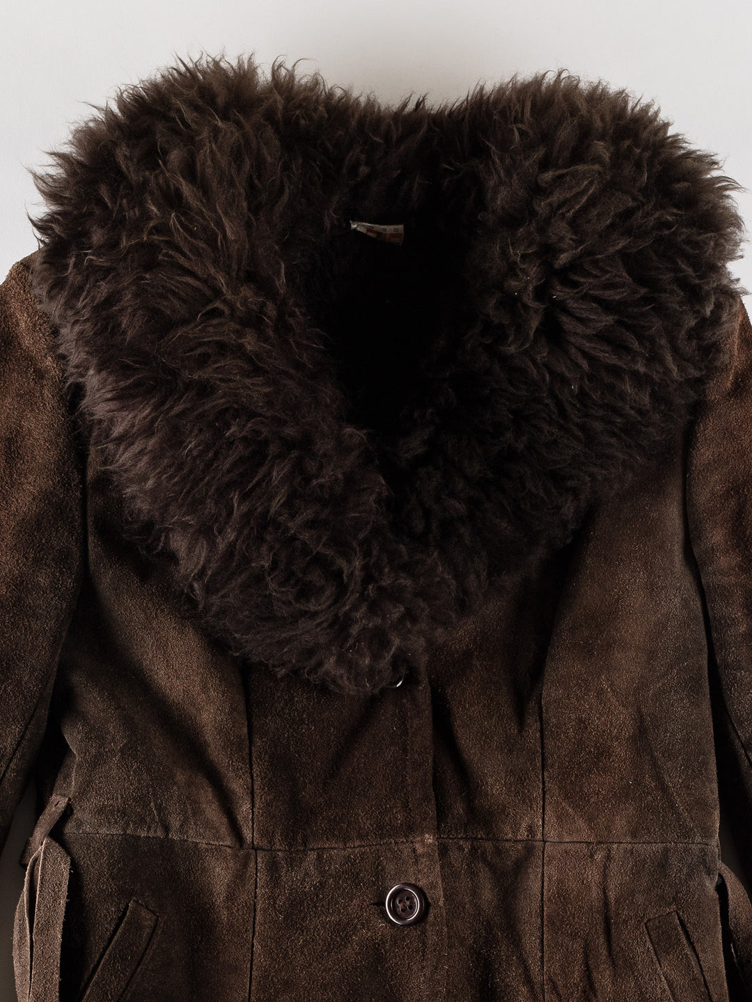 Vintage 70's Women Faux Sheepskin Coat in BrownMN671