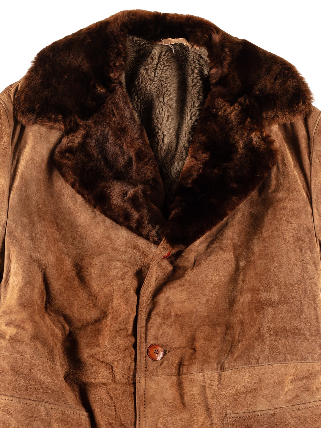 Vintage 70's Men Sheepskin Coat in BrownVN739