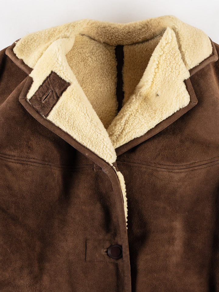 Vintage 80's Women Sheepskin Coat in BrownMN502
