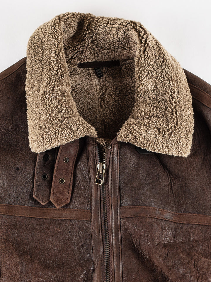 Vintage 80's Men Sheepskin Jacket in BrownVN451