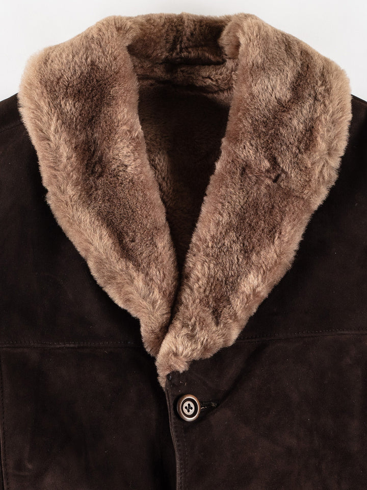 Vintage 70's Men Sheepskin Coat in BrownVN755