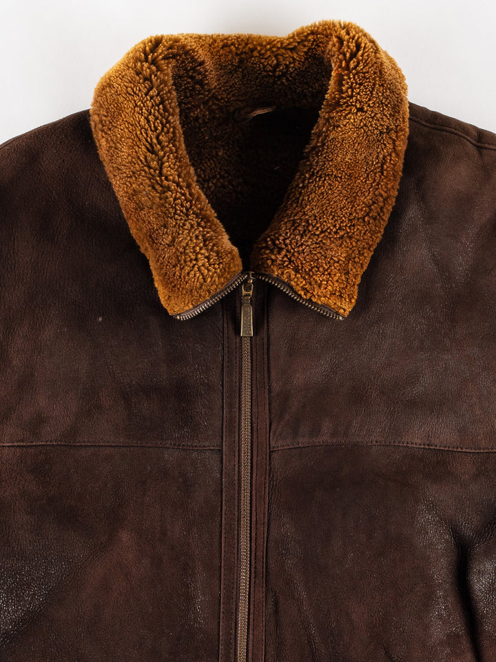 Vintage 80's Men Sheepskin Coat in BrownVN778