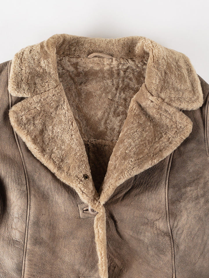 Vintage 80's Women Sheepskin Coat in BeigeMN588