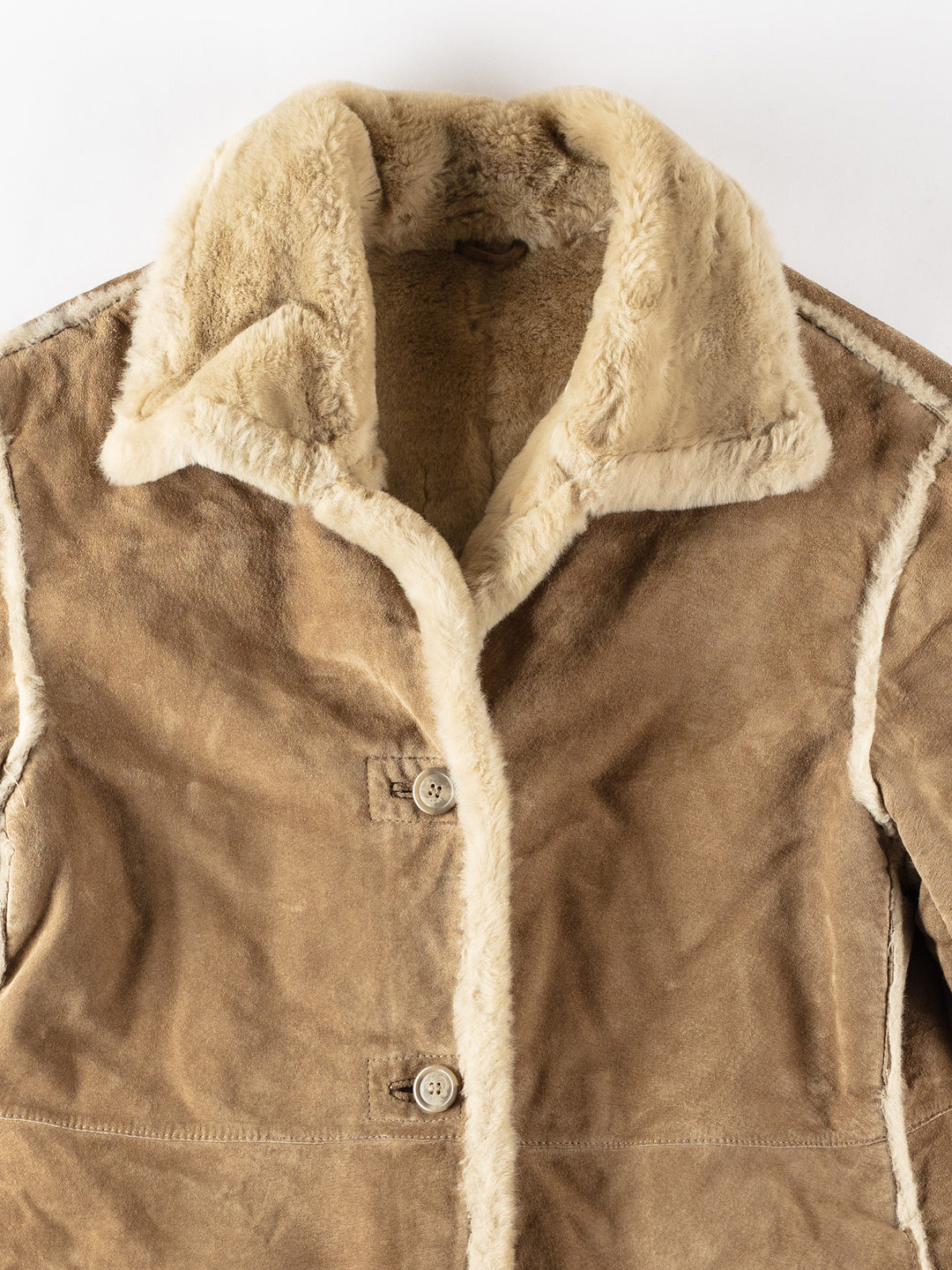 Vintage 80's Women Faux Sheepskin Coat in BeigeMN347