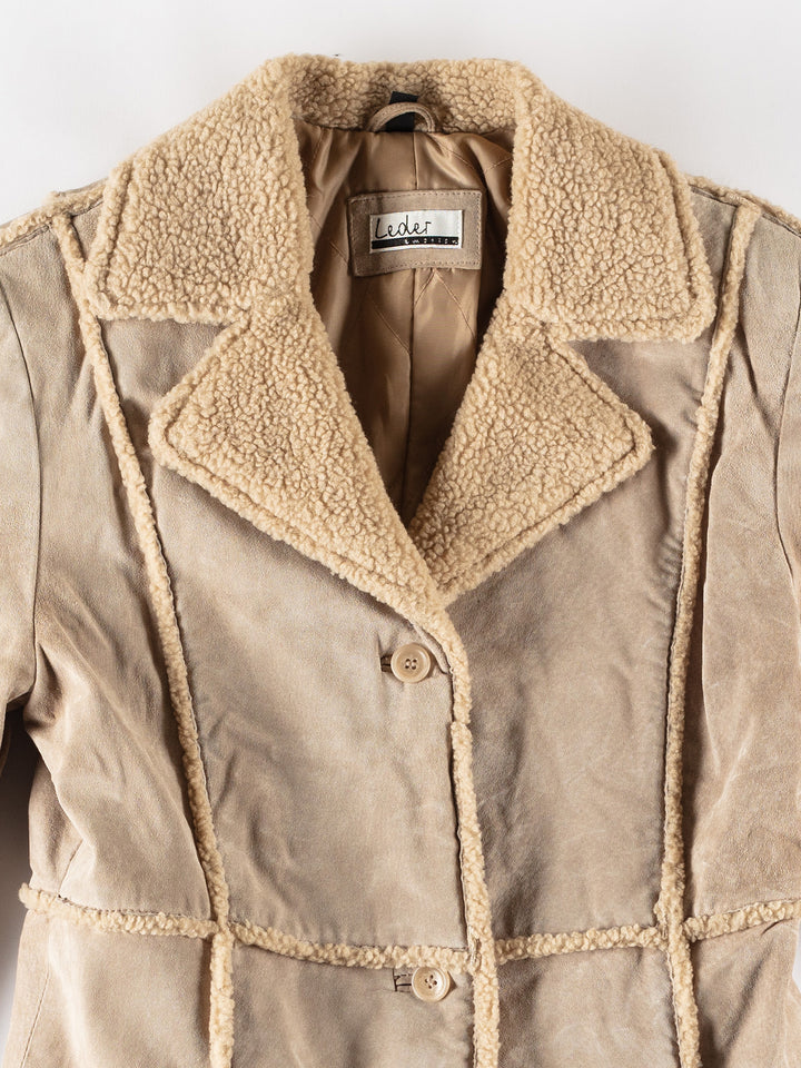 Vintage 70's Women Suede Coat in BeigeMN694
