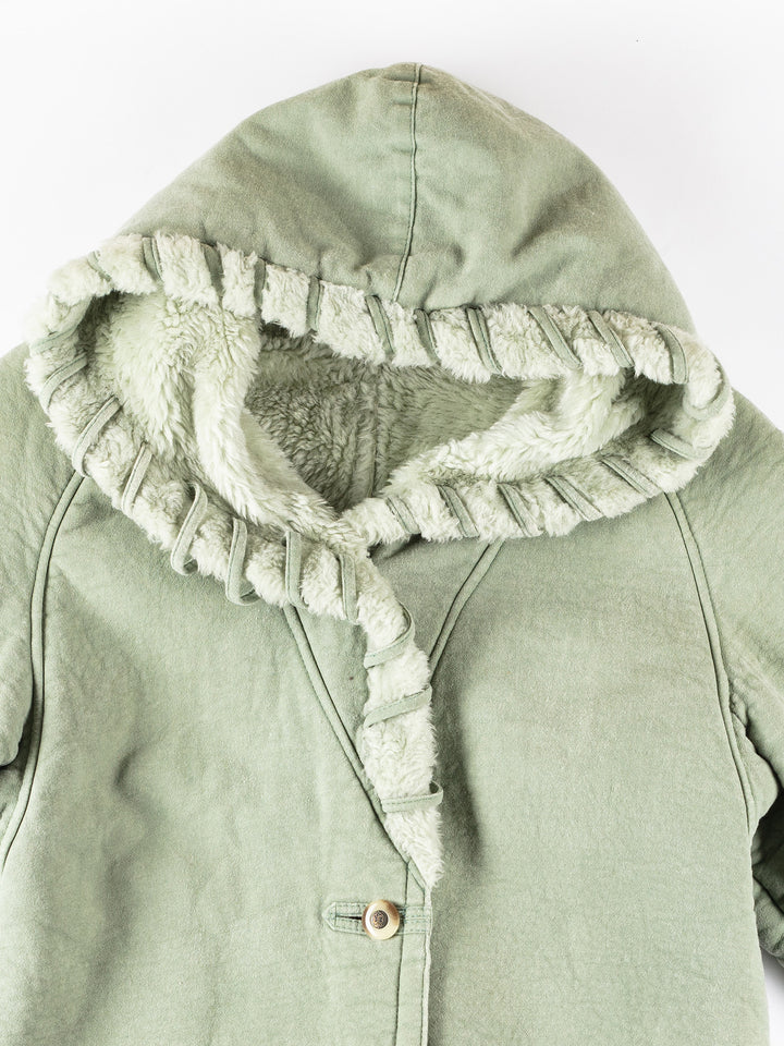 Vintage 80's Women Faux Sheepskin Coat in GreenMN289