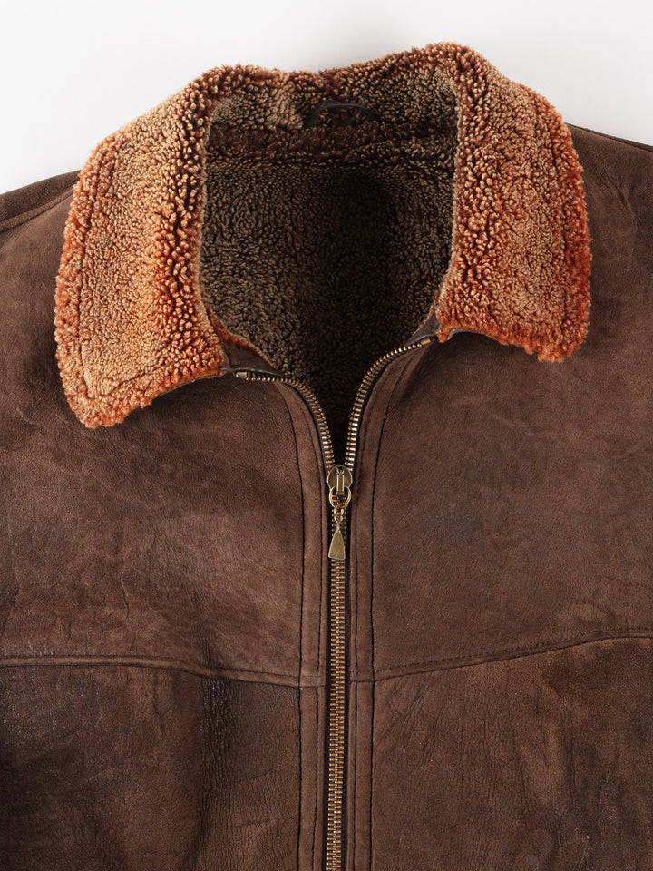 Vintage 80's Women Sheepskin Jacket in BrownMN266