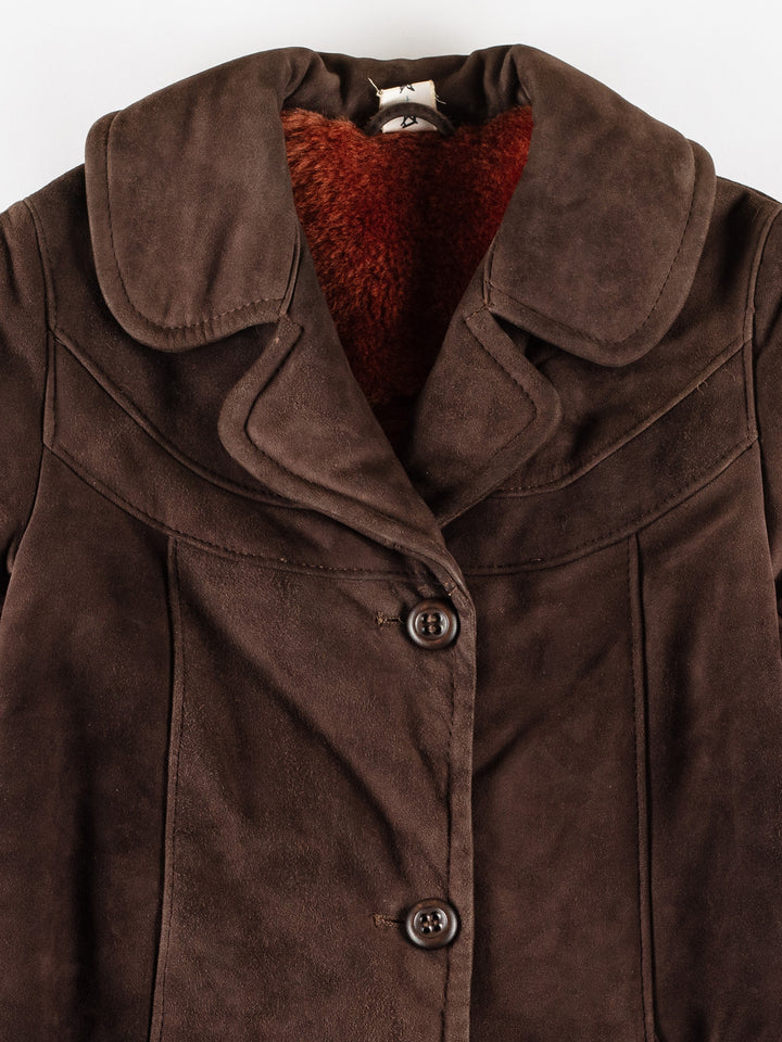 Vintage 70's Women Sheepskin Coat in BrownMN804