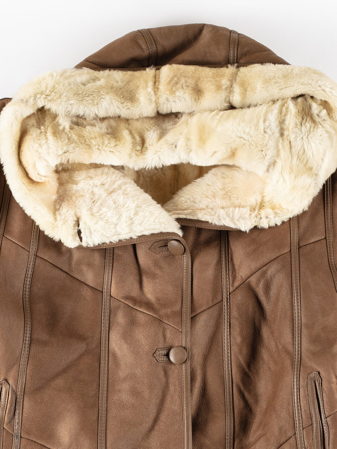 Vintage 80's Women Sheepskin Coat in BrownMN466