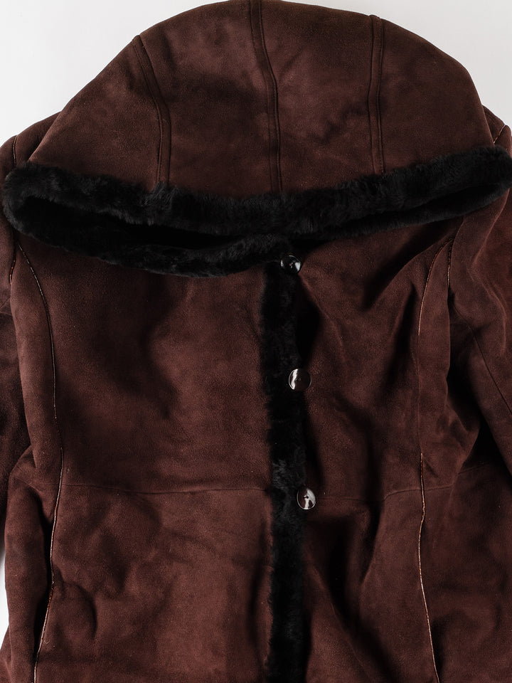 Vintage 80's Women Sheepskin Coat in BrownMN546