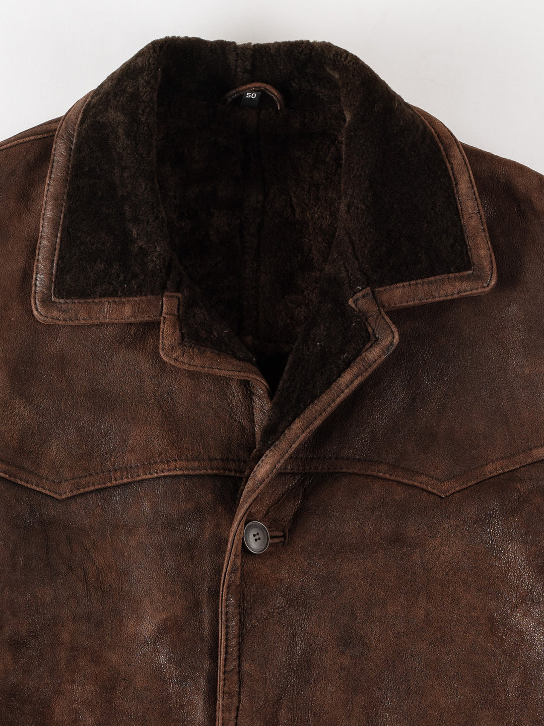 Vintage 80's Men Sheepskin Coat in BrownVN369