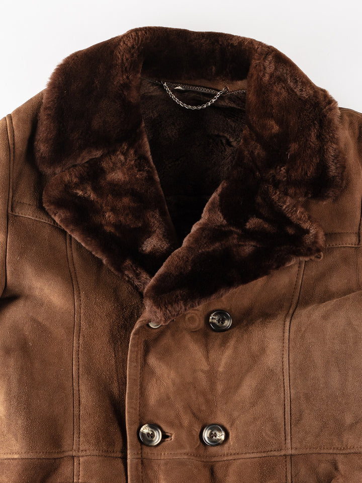 Vintage 70's Men Sheepskin Coat in BrownVN317
