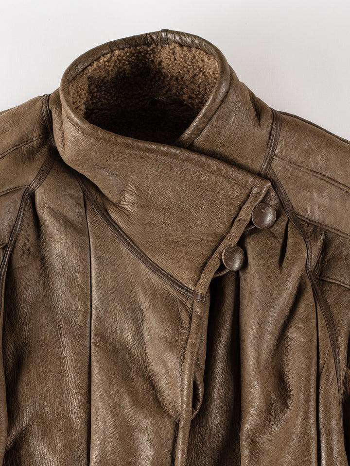 Vintage 80's Women Sheepskin Coat in BrownMN529