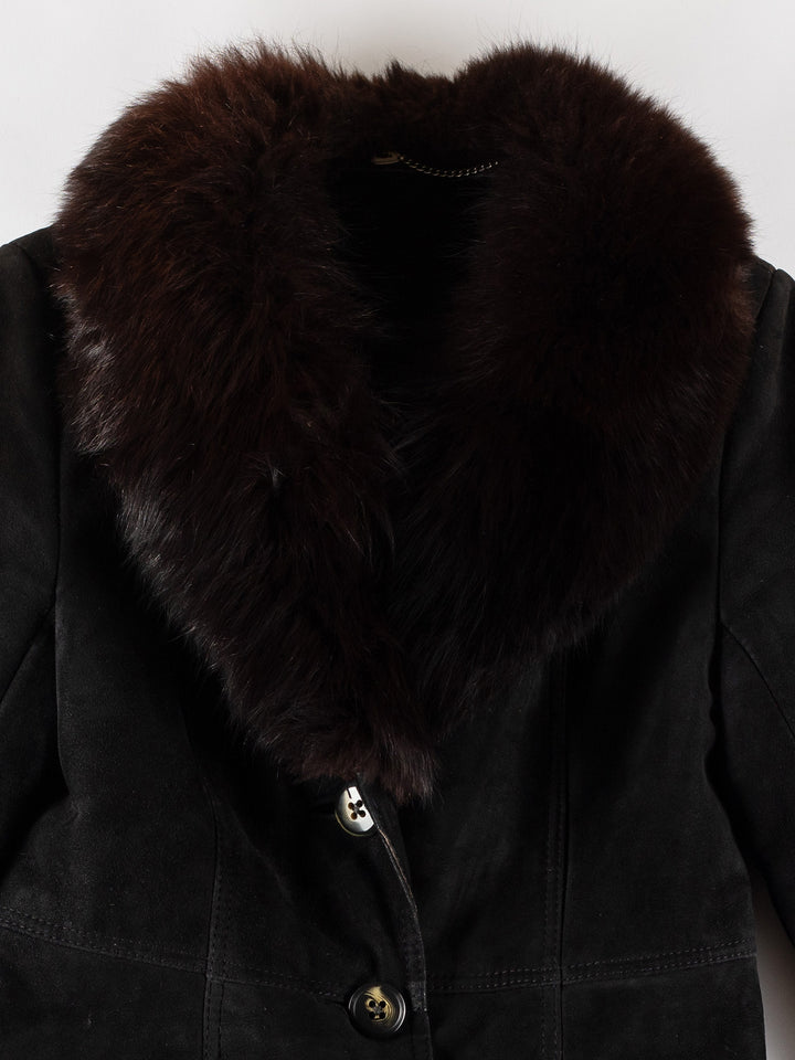 Vintage 70's Women Sheepskin Coat in BlackMN739
