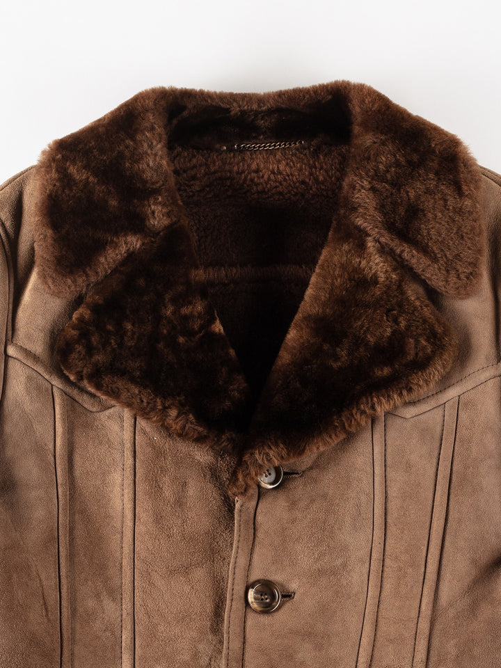 Vintage 70's Men Sheepskin Coat in BrownVN306